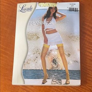 Levante Yellow Lace  self support ing Stockings with spandex